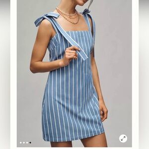 English Factory Blue and White Striped Mini Dress